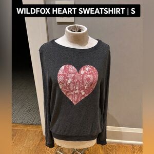 Wildfox Heart Graphic Sweatshirt | Long Sleeve Pullover | Size S